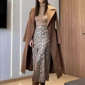 ZARA Faux Leather Snake Print Midi Skirt NWT